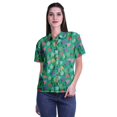 thumbnail image 1 of Moomaya Printed Half Sleeve Shirt For Women Button Down Collar Casual Top, 1 of 6