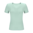 thumbnail image 4 of Women's Short Sleeves Ribbed Fitted Shirt Basic V Neck Slim T Shirt Tops, 4 of 6