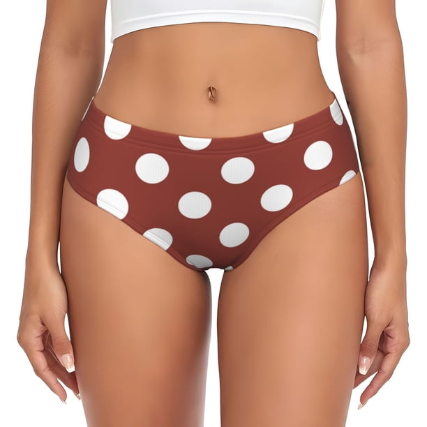 Balery Maroon And White Polka Dot Ropa Interior de Algodón para Mujer con Dibujo – Braguitas Cómodas y Elásticas, Estilo Clásico-Medium