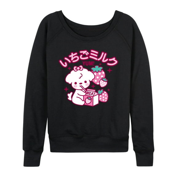 Instant Message - Strawberry Milk - Women's French Terry Pullover Long Sleeve Shirt