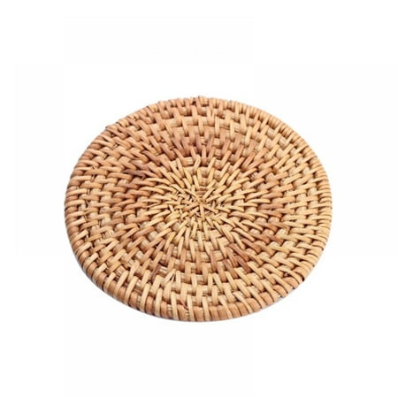 

1PC Knitting Rattan Coaster Handmade Knitted Cup Mat Rattan Coaster Non-slip Coffee Cup Mat Unique Kung Fu Tea Placemat