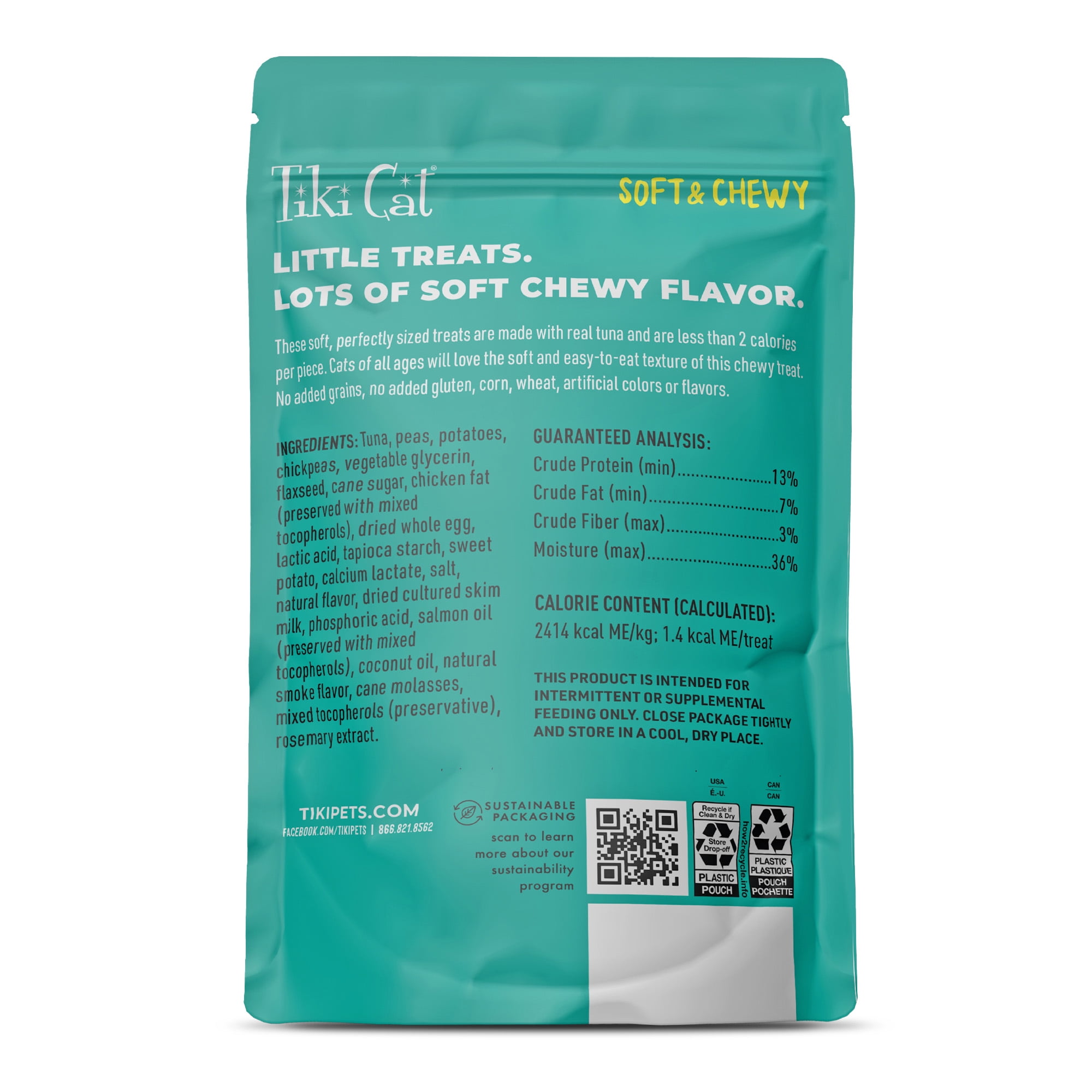 (2 pack) Tiki Cat Soft & Chewy Tuna Flavor Treats, 2 oz. Bag