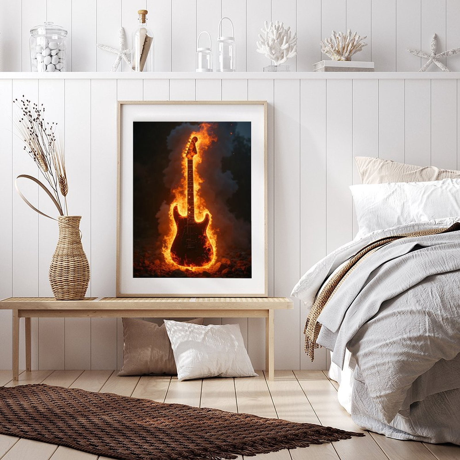 Diamond Art Kits for Adults - 5d Electric Guitar Ablaze Fiery Rock Diamond Painting for Adults, Diamond Art for Adults Beginners, Diamond Painting Kits for Adults for Home Wall Decor