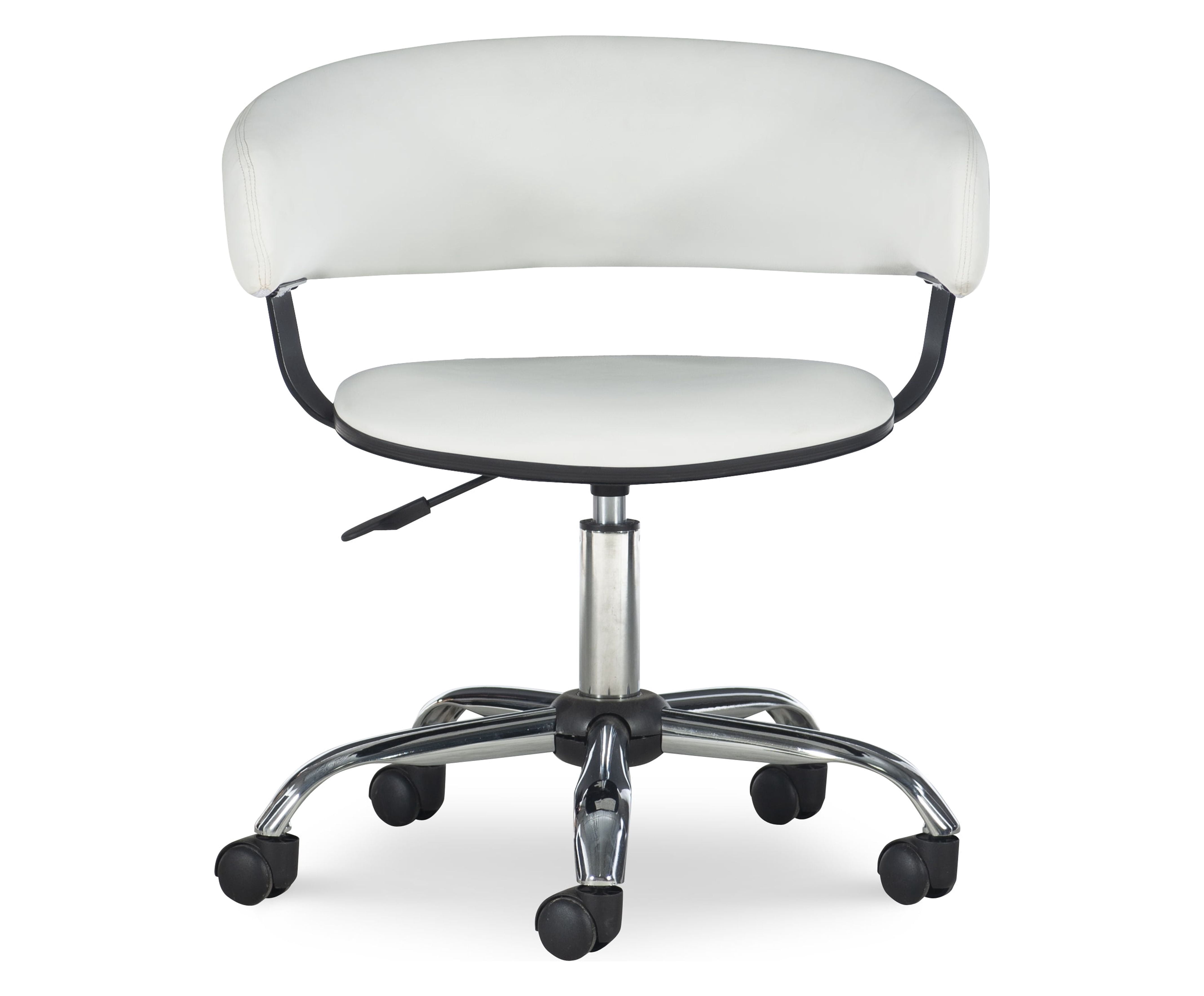 Nellie Low-Back Desk Chair with Adjustable Height and Castors, 225 lbs., White