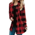 thumbnail image 1 of Innerwin Cardigans Ouverts pour Femmes Cardigan de Voyage à Carreaux Buffalo Doux Rouge Noir 4TG, 1 of 2