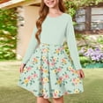 thumbnail image 2 of Inglocry Girls Long Sleeve T-Shirt Dresses Kids Fall A-Line Twirly Skater Dresses Swing Fashion Dress For Girls 5-14 Years Light Green 9-10Y, 2 of 5
