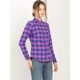 thumbnail image 4 of Allegra K Blusa De Algodón Camisa A Cuadros Collar Del Soporte Manga Larga Para Mujer Azul Púrpura XL, 4 of 6