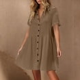 thumbnail image 1 of Ovzne Robes pour Femmes 2025 Robe Décontractée Sans Manches Col Rond à Lacets Plissée Robe d'Été Manches Courtes Liquidation, 1 of 7