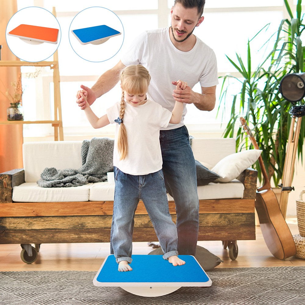 Generic Wooden Balance Board Exercise Physical Coordination Balance Rocker Board Wooden Wave Boards Anti Slip Roller Board For Kids Ages 3 Blue None