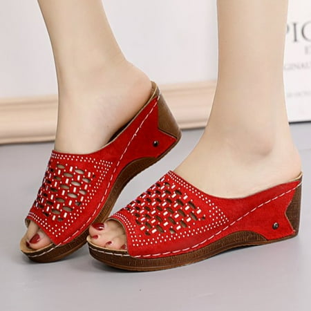 

Women s Ladies Casual Hollow Out Slippers Platforms Wedges Slides Shoes
