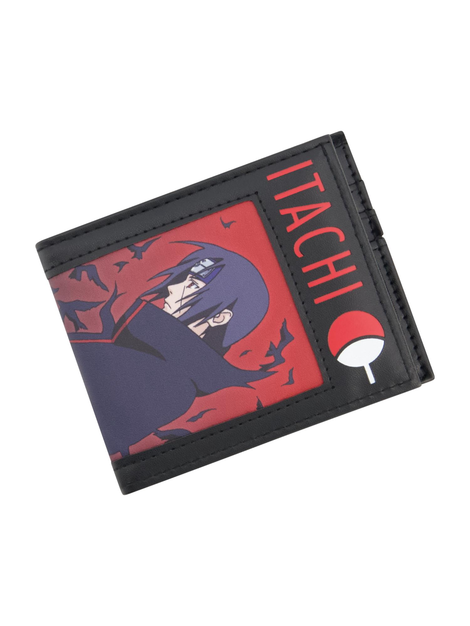 Naruto Itachi Uchiha Bifold Wallet with Zipper, Compact Foldable, Multi