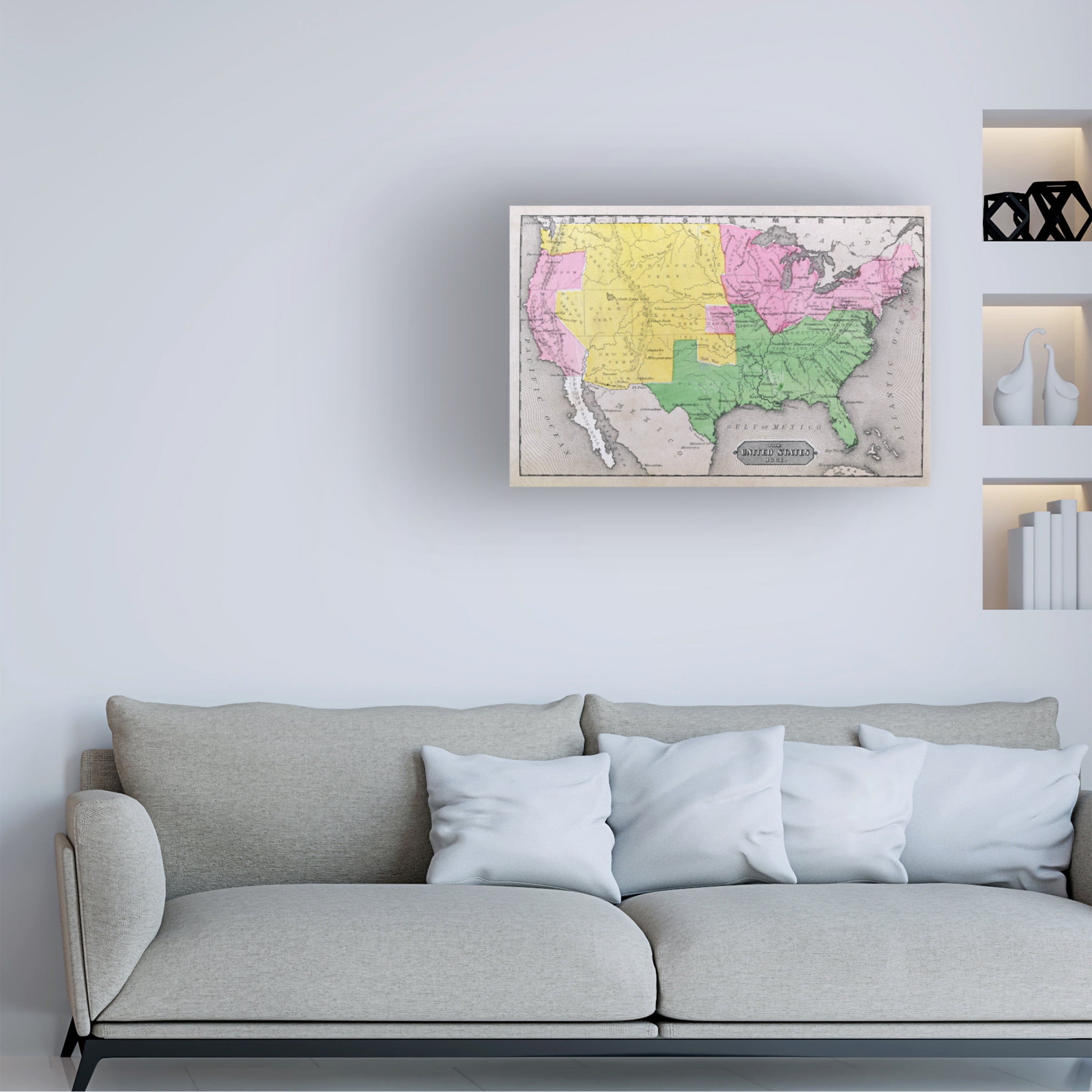 Trademark Art 'Map of the United States in 1861' Canvas Art