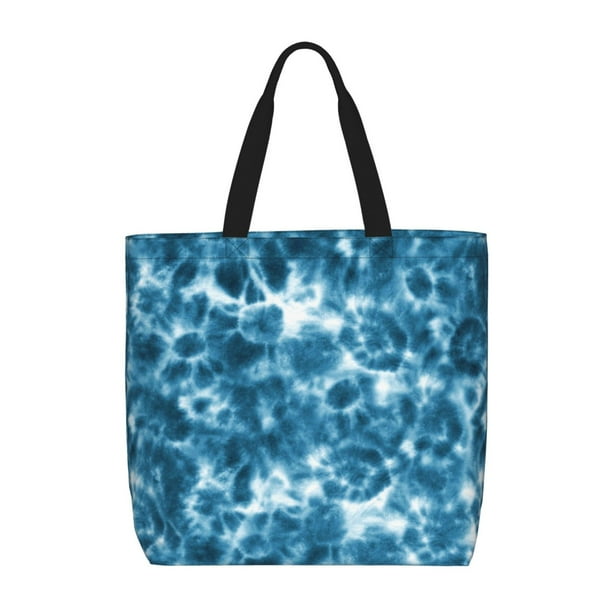 Easygdp Blue Tie Dye Bolsa Tote para Mujer, Bolso de Hombro para Trabajo, Playa, Viajes, Compras y Supermercado