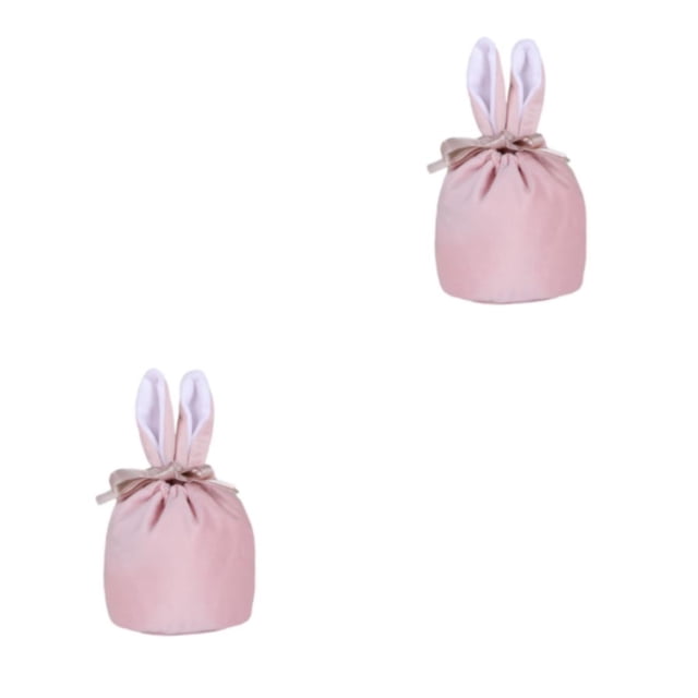 Monstrate Excelentes bolsas de regalo de conejitos para Pascua, lindas y fáciles de llevar, decoraciones de Pascua ampliamente utilizadas, RBD- RBD-TR rosa claro 9*13cm 2Conjunto
