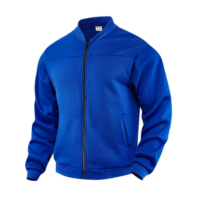 LOVZFMLL Jackets for Men's Casual Solid Color Zipper Loose Pocket Lapel Long Sleeved Jacket