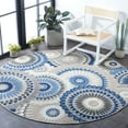 thumbnail image 3 of SAFAVIEH Cabana Brynn Floral Indoor/Outdoor Area Rug, Grey/Blue, 5'3" x 5'3" Round, 3 of 13