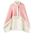 thumbnail image 3 of Fleece Wearable Blanket Cozy Warm Loungewear Plush Poncho Throw with Buttons Cape Wraps for Adults Teens Bed Sofa Office, 3 of 7