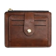 thumbnail image 1 of Cartera sencilla de piel sintética con cierre y hebilla para mujer (marrón), 1 of 5