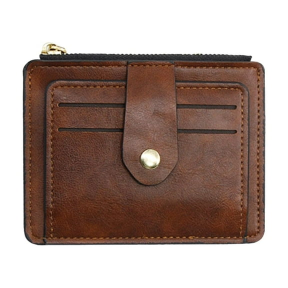 HOKARUA Simple Purse PU Leather Wallet Zipper Buckle Style Multi-card Wallet for Women Ladies (Brown)