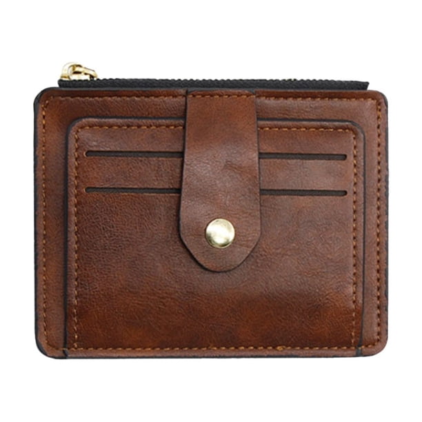Cartera sencilla de piel sintética con cierre y hebilla para mujer (marrón)
