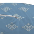 thumbnail image 3 of Geometric Pouf Cover with Zipper, Renaissance Inspired Medieval Shapes Motifs Vintage Floral Arrangement, Soft Decorative Fabric Unstuffed Case, 30" W X 17.3" L, Slate Blue Cream, by Ambesonne, 3 of 5
