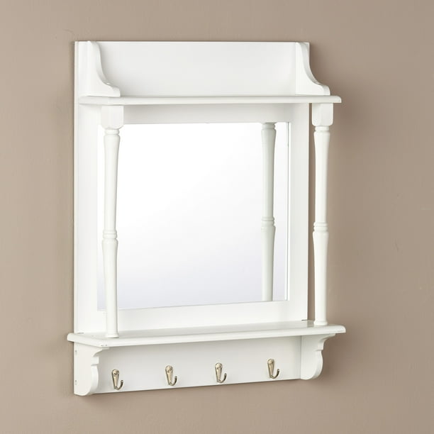 Rustic Farmhouse Coat Rack Mirror With Shelf And Hooks Towel Hook Key White Com Rustic Farmhouse Coat Rack Mirror With, Coat Hook Rack With Shelf And Mirror