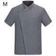 thumbnail image 2 of Uniforme de chef, delantal de cocina de verano de manga corta con bolsillos delanteros, trajes, ropa de servidor de carnicero, suministros para el hogar, absorbentes de humedad, gris M sidaley LF000327-08, 2 of 7