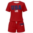 thumbnail image 4 of BOOMNY 4Th Of July Womens 2 Peice Sets Patriotic Usa Flag Graphic Short Sleeve Tops Shorts Outfits for Women Independence Day Matching Sets, 4 of 4