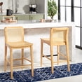 thumbnail image 4 of SAFAVIEH Benicio Square Mid Back Counter Stool, Natural (Set of 2), 4 of 14