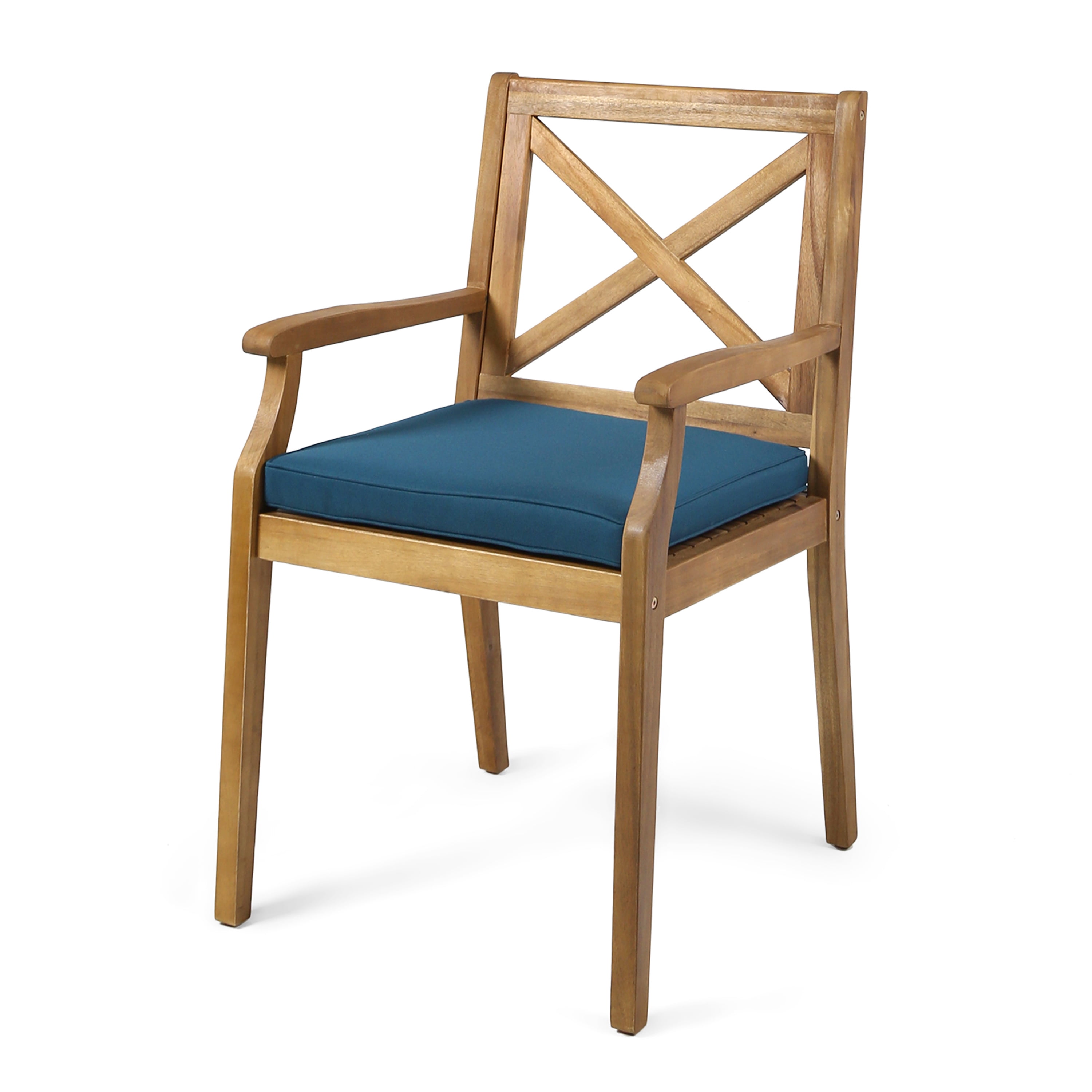 Outdoor Dining Chairs Set of 2 – Solid Wood Frame with Water-Resistant Cushions, Patio Armchairs for Backyard, Garden or Poolside