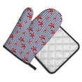 thumbnail image 2 of Xecao Starfish Navy Blue Stripe Pattern Oven Mitts and Pot Holders Sets Heat Resistant Silicone Oven Mittens Extra Thicken Long Kitchen Cotton Oven Glove for Cooking, 2 of 7