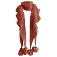 thumbnail image 1 of Peach Couture Serene Ruffled Soft and Warm Knit Scarf With Pom Poms (coral), 1 of 1