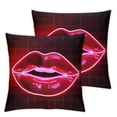 thumbnail image 2 of Acheng Throw Pillow Cover Square Case  2 Pcs Art Red Neon Biting Lips Retro Sex Sexy Bite Wave Synth Lover Cushion Home Decor Pillowcase White, 2 of 6