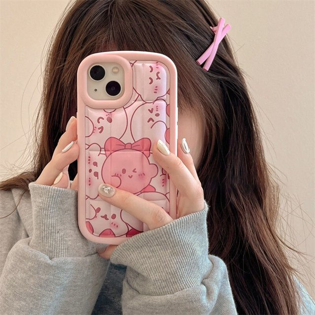 Funda de teléfono con dibujos animados para iPhone, carcasa trasera suave anticaída, color rosa, Kirbies, Sanrio, Hello Kitty, para iPhone 14, 13, 12, 11 Pro Max, 14 Pro, regalo para niña Fivean unisex