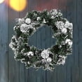 thumbnail image 5 of Bobasndm Artificial Wreath with Light Easy to Use PVC Snow Bristle Pine Cone Round Garland Decor for Front Door, 5 of 9