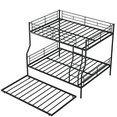 thumbnail image 5 of PAPROOS Metal Bunk Bed with Trundle, Heavy Duty Full-XL Over Queen Bunk Bed Frame with a Ladder and Full-Length Guardrails, Bunk Bed No Box Spring Needed (Black), 5 of 8