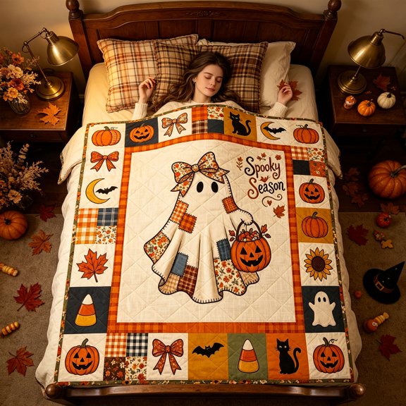 Halloween Flannel Blanket 40x27 Inches, Soft Cozy Throw for Couch Bedroom, Spooky Season Holiday Decor Gift, 1PC