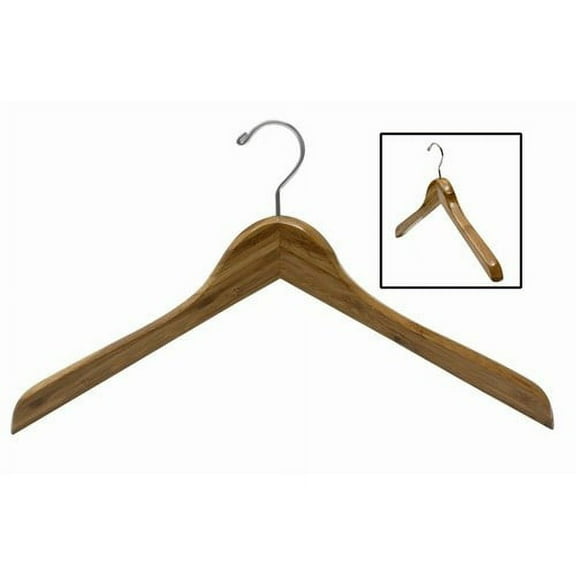 Deluxe Bamboo Coat Hanger (Chrome Hardware) Wooden dark bamboo hanger