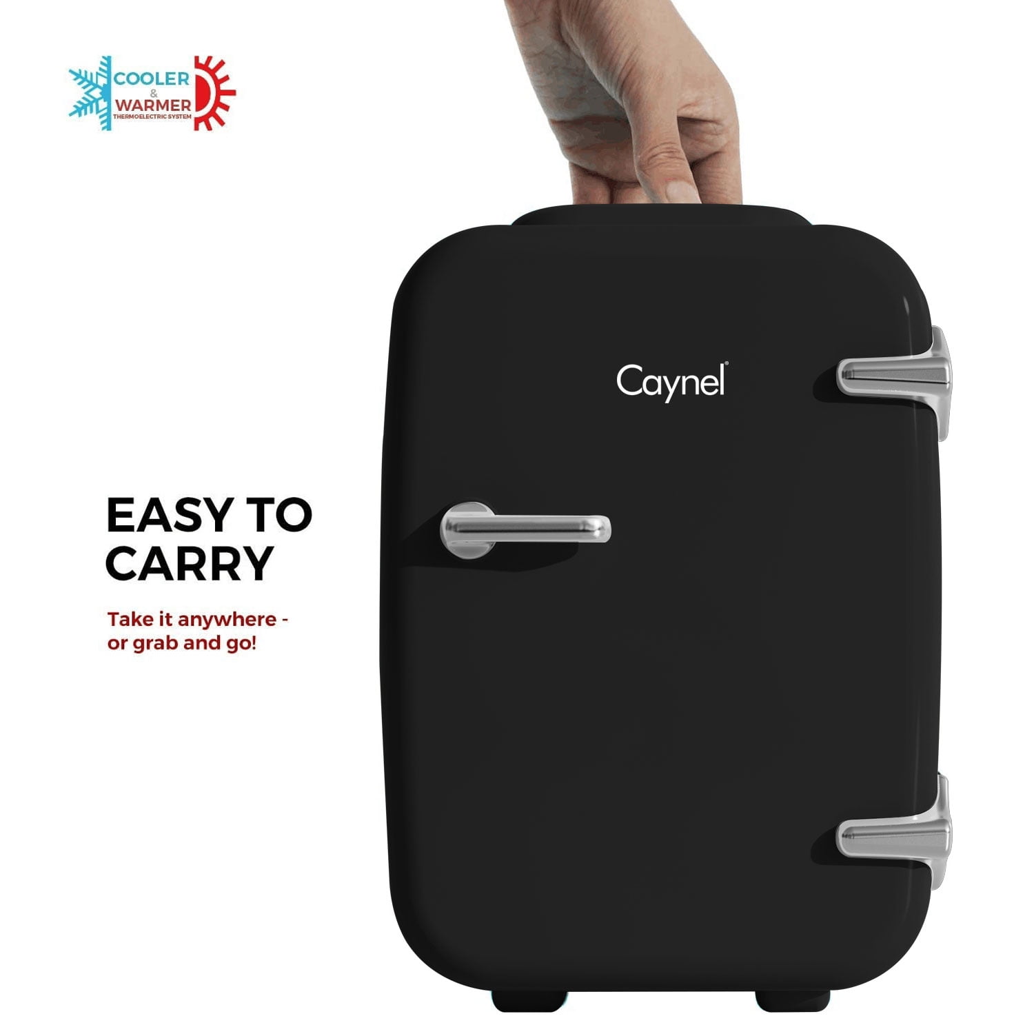 Caynel 4-Liter/6 Can Portable Mini Fridge with Warming Function, Black
