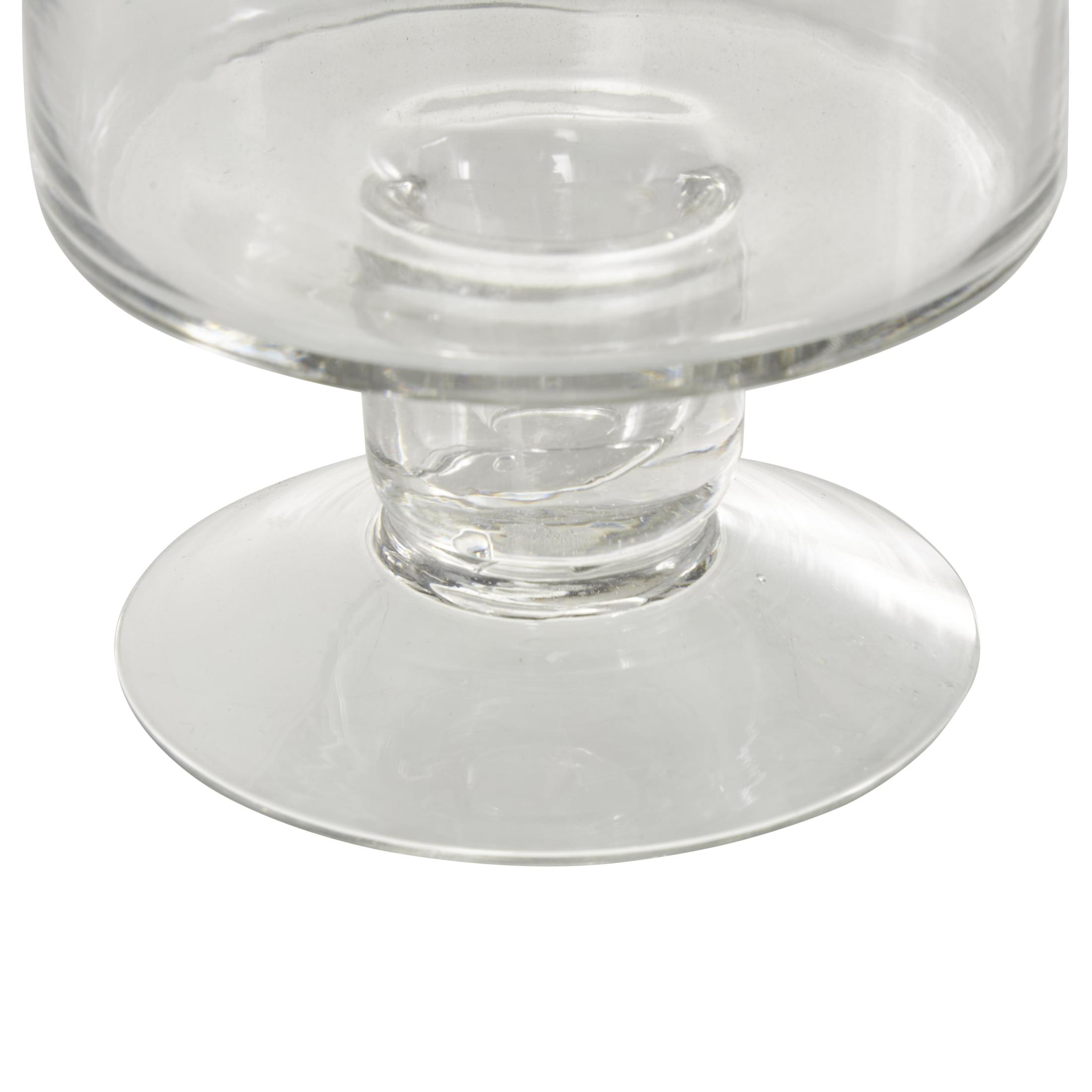 DecMode Glass Wide Candle Holder with Elevated Base