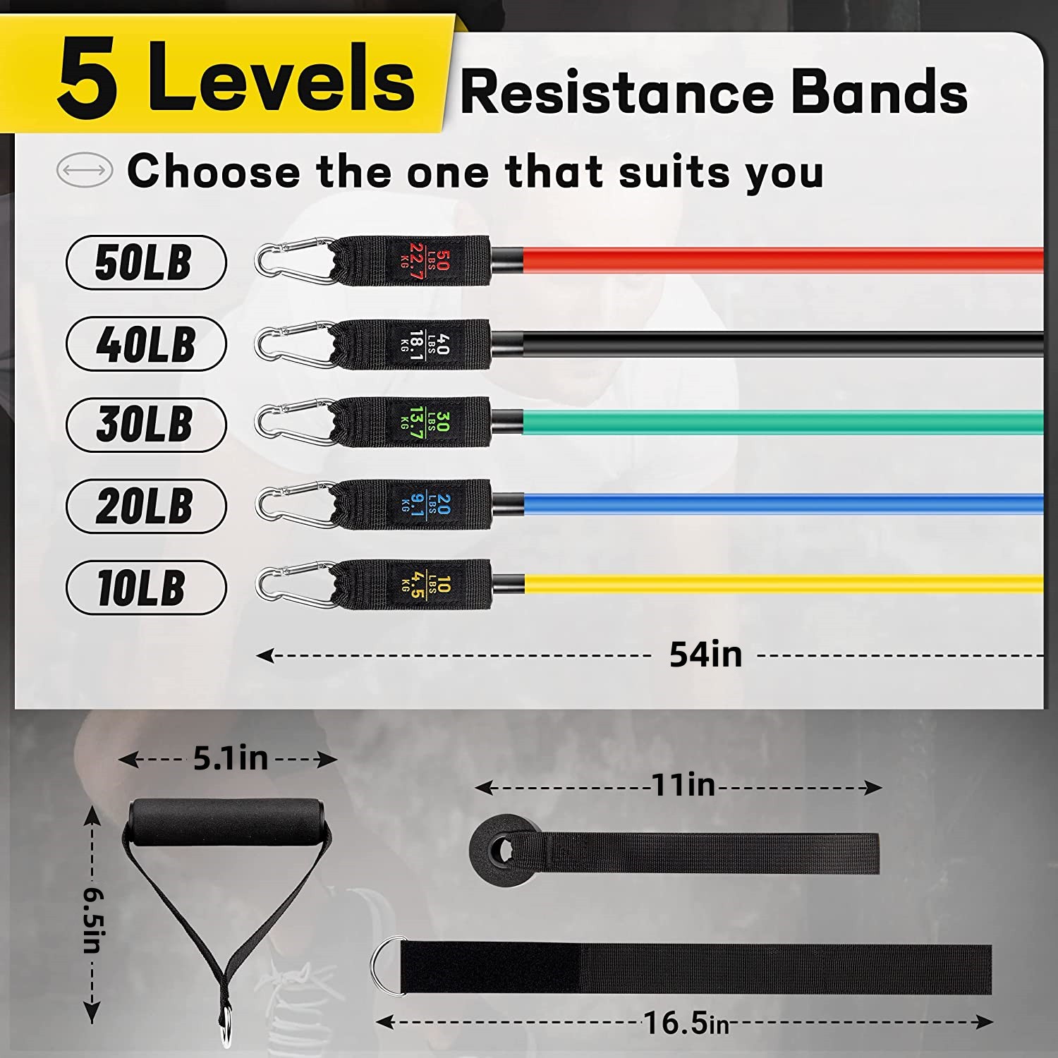 BN-LINK 150 lbs Resistance Bands Set with Handles photo 4
