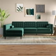 thumbnail image 2 of Marcus Living Room Pillow Back Green Velvet L-Shaped Sectional Couch, 2 of 5