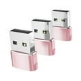 thumbnail image 2 of Adaptador convertidor 3x Tipo-C 3.1 a USB 2.0 para transmisión de datos de auriculares Rosa, 2 of 9
