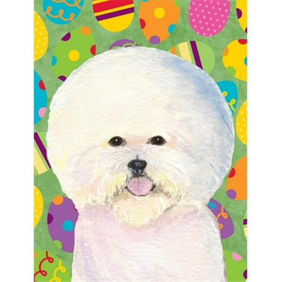 28 x 40 In. Bichon Frise Easter Eggstravaganza Flag Canvas, House Size