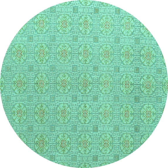 Ahgly Company Indoor Round Abstract Turquoise Blue Modern Area Rugs, 6' Round