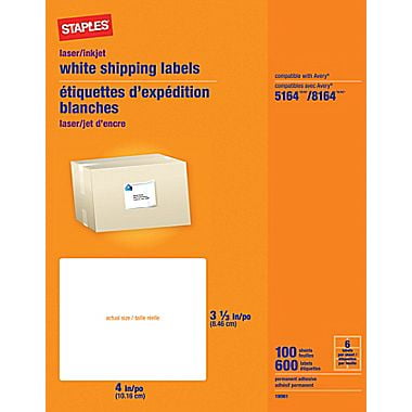 718103116190 upc staples white inkjet laser shipping labels 3 1