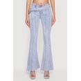 thumbnail image 4 of Women's Acid Wash Belted Front Frayed Flare Jeans, 4 of 5