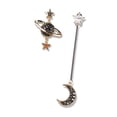 thumbnail image 4 of Pendientes asimétricos para mujer, diferentes formas, diseño de planeta y luna, dorados., 4 of 12