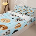 thumbnail image 3 of Homewish Kawaii Pet Dog Zipper Twin Comforter Sets with Fitted Sheet and 2 Pillowcases,Cute Animal Al Zipper Bedding Set,Blue,Polkadot Reversible,4pcs, 3 of 8