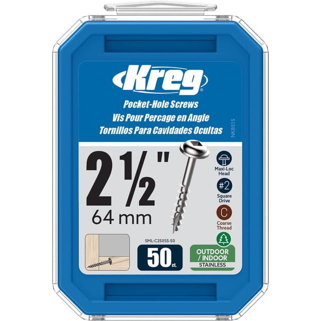 Tornillos de bolsillo Kreg SML-C250S5-50 de acero inoxidable 2,5 cm #10